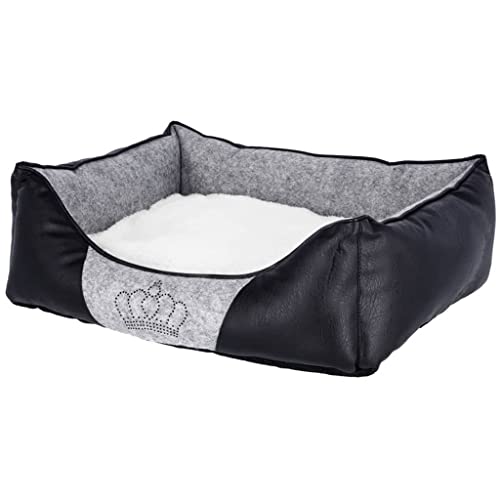 Kerbl 80360 Kuschelbett Chiara mit Strasskrone, 42 x 32 x 18 cm, grau/schwarz von Kerbl Pet