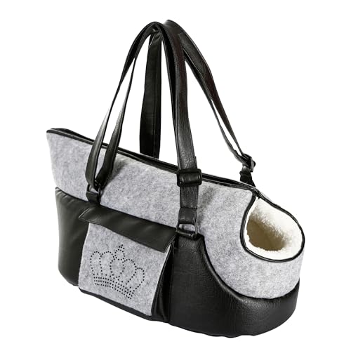 Kerbl Pet Tragetasche Chiara für kleine bis mittelgroße Hunde und Katzen, Transporttasche mit integrierter Kurzleine, Verstellbarer Tragegurt, 46x23x25 cm von Kerbl Pet