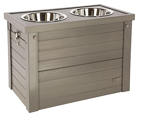 Kerbl ECO-Futter- und Trinkbar (Farbe grau/braun, L x B x H 54 x 30 x 39,5 cm, mit 2 x 1200 ml Fassungsvermögen, mit Stauraum) 80529 von Kerbl Pet