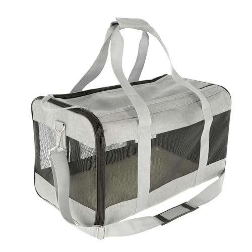 Kerbl Pet Tragetasche Casual, Transporttasche für Hunde/Katzen bis 12 kg, Mit Tragegriff und Schultergurt, 52x31x31 cm, Grau/Schwarz von Kerbl Pet