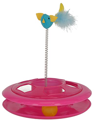 Kerbl 80997 Speedy Wheel, Katzenspielzeug, Kugelbahn Vogel mit Federn, 26 cm von Kerbl Pet