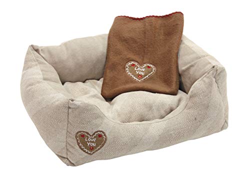 Kerbl 81262 Kuschelbett Love You, 61 x 48 x 18 cm / 65 x 50 cm, beige von Kerbl