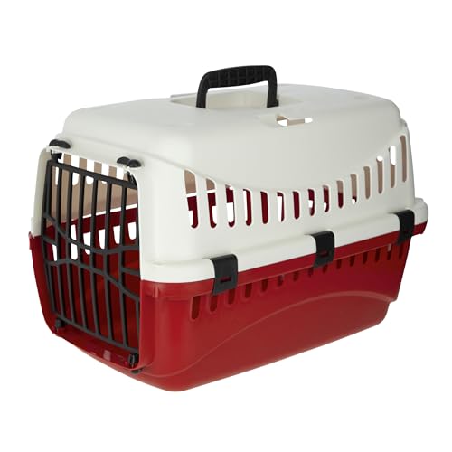 Kerbl 81348 Transportbox Expedion (Tiertransportbox Haustiere Katzen Hunde Kaninchen) aus Kunststoff 45x30x30 cm Creme/Bordeaux von Kerbl
