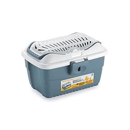 Stefanplast Mini Gulliver Transportbox für Kleintiere wie Hasen, Kaninchen, Hamster, Meerschweinchen usw, in blau, 40x30x24cm von Stefanplast