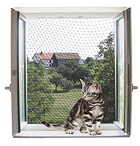 Kerbl Katzenschutznetz (L x B 4 x 3 m, Maschenweite 3 x 3 cm, für Balkone/Fenster und Türen, inkl. Befestigungsmaterial) 82654 von Kerbl Pet
