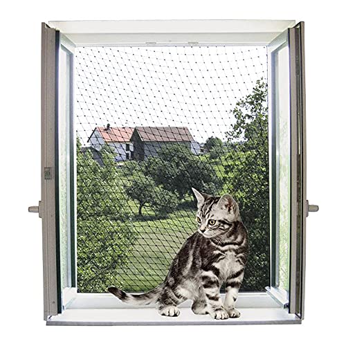Kerbl Katzenschutznetz (L x B 6 x 3 m, Maschenweite 3 x 3 cm, für Balkone/Fenster und Türen, inkl. Befestigungsmaterial) 82655 von Kerbl Pet