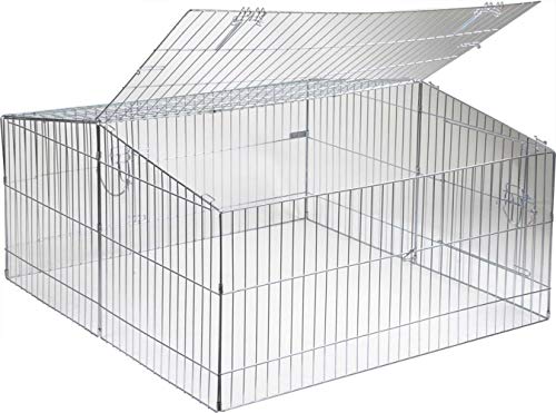 Kerbl Freilaufgehege (Gehege für große Kanninchen + Hasen, Maße 115x115 cm, Höhe 60 cm, Gitterabstand 3,5 cm, Auslauf mit Zwei Türen) 82845 von Kerbl Pet
