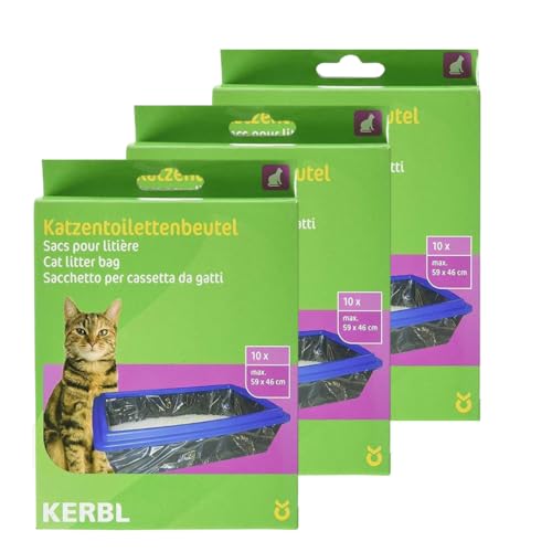 Kerbl 84215 Beutel für Katzentoiletten XL 59 x 46 cm, 3x10er-Pack Katzenklobeutel von Kerbl
