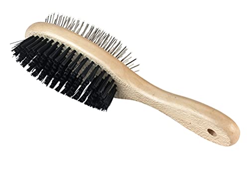 Kerbl Bürste flexibel für Hunde und Katzen (Doppelbürste aus Holz, passt sich der Körperform an, Pflegebürste) 83273, 1 Stück (1er Pack) von Kerbl