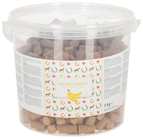 Kerbl Delizia Belohnungswürfel Classic (für Pferde, 3 kg Eimer, Geschmacksrichtung Banane, mit natürlichem Gehalt an Mineralstoffen, Pferdesnack) 325006 von Kerbl