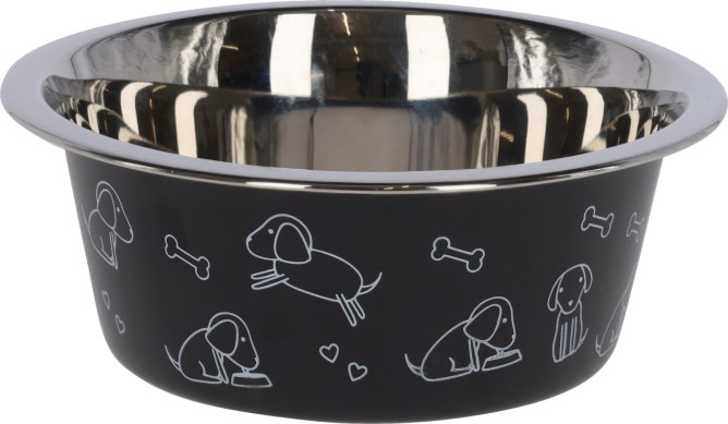 Kerbl Edelstahlnapf 2800ml Schwarz lackiert mit Motiv von Kerbl