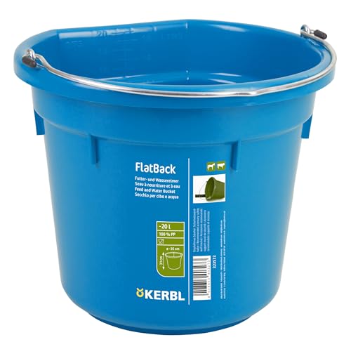 Kerbl FlatBack Futter-u. Wassereimer – 20 Liter, Royal-Blau (Höhe x Durchmesser 17 x 33 cm, Gewicht 1 kg, Material Kunststoff) 323573 von Kerbl
