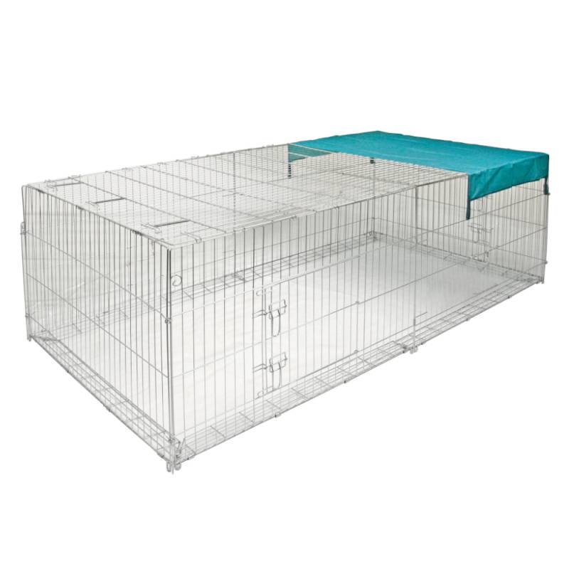 Kerbl Freigehege 4-Eck mit Ausbruchsperre und Gitterdach, groß - L 230 x B 115 x H 70 cm, mit Abdeckung von Kerbl