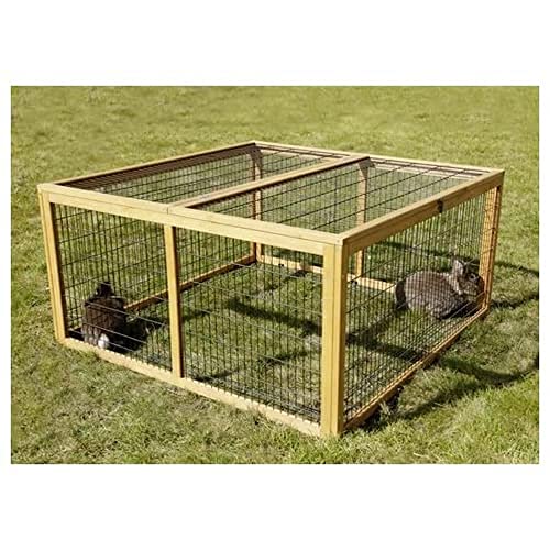Kerbl Freilaufgehege mit Ausbruchsperre (für Nagetiere, Kleintiergehege, Maße 116x116x58 cm, aus Holz lasiert, verzinktes Gitter, Abdeckung aufklappbar) 81716 von Kerbl Pet