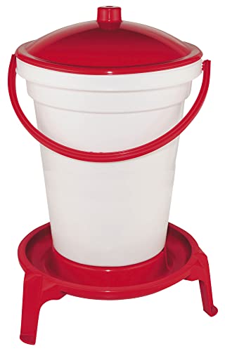 Kerbl Geflügel-Tränkeeimer (24 Liter Fassungsvermögen, Tränke für Geflügel, Eimer mit Tragebügel, mit Standfüßen, Farbe rot/weiß) von Kerbl