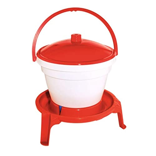 Kerbl Geflügel-Tränkeeimer (mit Standfüßen, Farbe rot/weiß, Fassungsvermögen 12 l, aus Kunststoff, mit Tragebügel, Tränke) 71120 von Kerbl