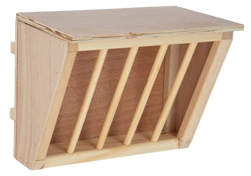 Kerbl Heuraufe aus Holz mit Sitzbrett für Stall/Auslauf, Für Kaninchen/Hasen/Meerschweinchen/Nager, 25 x 17 x 20 cm von Kerbl