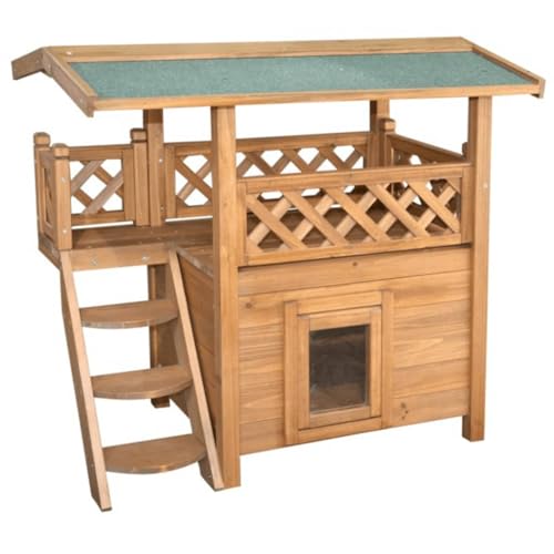 Kerbl Katzenhaus Lodge (L x B x H 77 x 50 x 73 cm, für Innen- und Außenbereich, mit wetterfesten Bitumendach) 82790 von Kerbl Pet