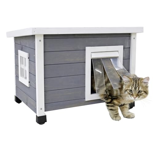 Kerbl Katzenhaus Rustica aus Holz, Schwingtüre mit Lamellen, Plexiglasfenster, Höhenverstellbare Kunststofffüße, Grau/Weiß, 57 x 45 x 43 cm Kerbl Katzenhaus Rustica aus Holz, Schwingtüre mit Lamellen, Plexiglasfenster, Höhenverstellbare Kunststofffüße, Grau/Weiß, 57 x 45 x 43 cm von Kerbl Pet