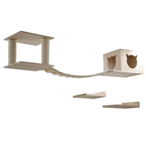 Kerbl Katzenspielplatz Top (Farbe weiß, max. Belastbarkeit 5 kg, 5-teilig, aus Massivholz, zur Wand- und Deckenbefestigung) 81677 von Kerbl Pet