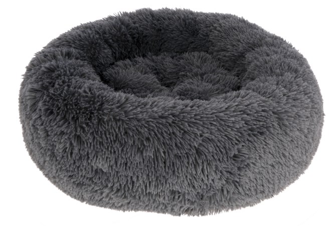 Kerbl Kuschelbett Fluffy Grau, Groß (Ø 76cm x 19cm) von Kerbl