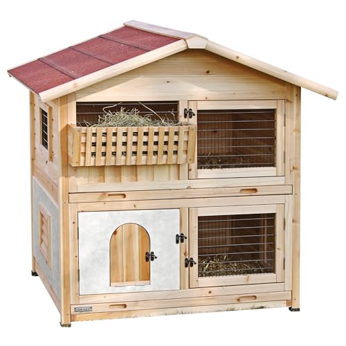 Kerbl Pet Pet Nagerhaus Tyrol Alpin, Geräumig auf 2 Etagen, Attraktives Hüttendesign, Isolierter Schlafbereich, Heuraufe, Wetterfestes Bitumendach, Leicht zu Reinigen, 119x100x119 cm von Kerbl Pet
