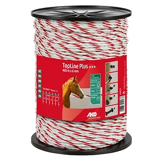 Kerbl Seil TopLine Plus 400m x 6mm, weiß/rot Kerbl Seil TopLine Plus 400m x 6mm, weiß/rot von Kerbl
