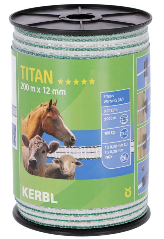 Kerbl Titan Breitband, 12mm, 200m weiß/grün,1xCu 0,30+3xNi 0,30 Kerbl Titan Breitband, 12mm, 200m weiß/grün,1xCu 0,30+3xNi 0,30 von Kerbl