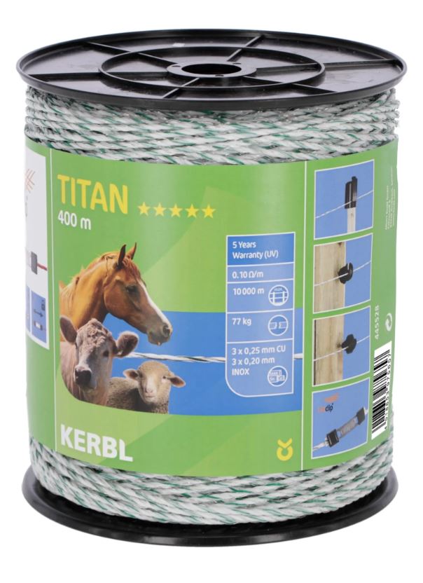 Kerbl Titan Litze 400m weiß/grün von Kerbl
