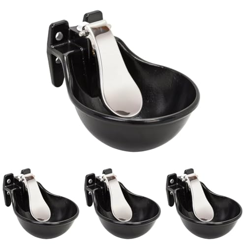 Kerbl Tränkebecken (Farbe schwarz, Wasseranschluss G1/2“, Fassungsvermögen 1,45 L, Druckzunge Edelstahl, Tränke) 221500 (Packung mit 4) von Kerbl