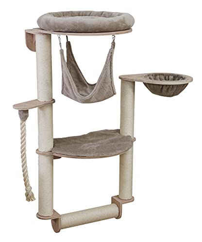 Kerbl Wandkratzbaum Dolomit Grappa Pro (Farbe taupe, Höhe 138 cm, mit abnehmbaren Plüschkissen, zur Befestigung an der Wand) 84459 von Kerbl Pet