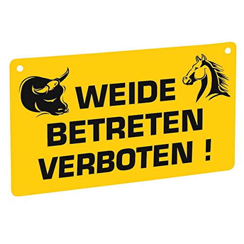 Kerbl Warnschild, einseitg Bedruckt Weide betreten verboten, 20 cm x 12 cm, gelb von Kerbl