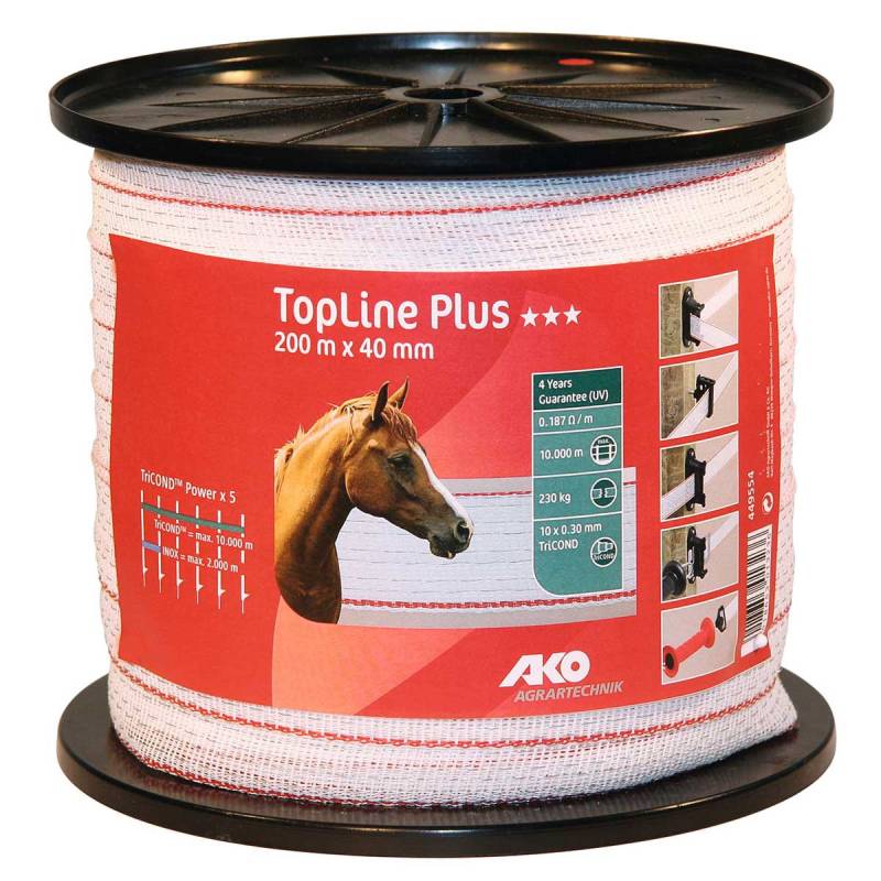 Kerbl Weideband Top Line Plus 200m, 40mm, weiß/rot Kerbl Weideband Top Line Plus 200m, 40mm, weiß/rot von Kerbl