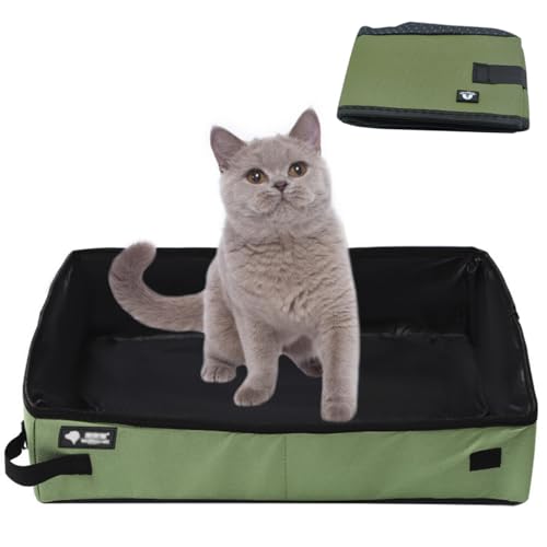 Faltbares Reise Katzenklo, Katzentoilette Reise Faltbar Tragbare, 40 * 30 cm Wasserdicht, Tragbar und Leicht zu Reinigen Katze Katzentoilette für Auto Heim, Camping im Freien, (M, Grün) von Keriocusi