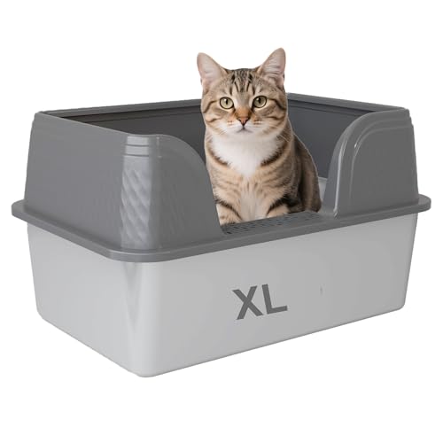 Kexkyo Geschlossene Edelstahl-Katzentoilette mit Deckel, große Katzentoilette für große Katzen, XL-Metall-Katzentoilette mit hohen Seiten, Schaufel und Katzentoilette innen, antihaftbeschichtet Kexkyo Geschlossene Edelstahl-Katzentoilette mit Deckel, große Katzentoilette für große Katzen, XL-Metall-Katzentoilette mit hohen Seiten, Schaufel und Katzentoilette innen, antihaftbeschichtet von Kexkyo