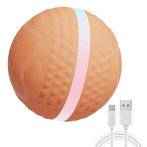 Kexpery Active Rolling Ball, über USB wiederaufladbar, interaktiver Hundeball mit 2 Modi, intelligentes elektrisches Ballspielzeug for Welpen/kleine/mittelgroße/große Hunde (Orange) von Kexpery