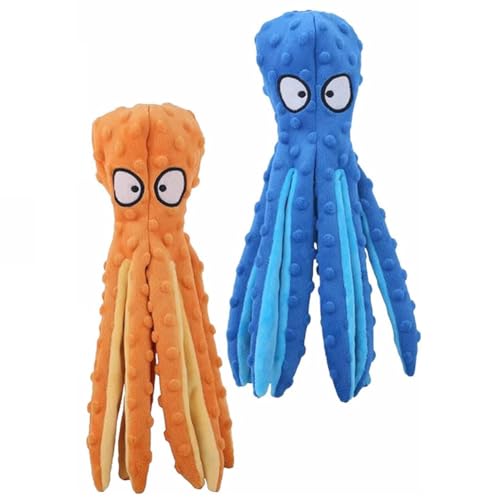 Kexpery Interaktives Spielzeug für Hunde, ohne Füllung, Kauspielzeug aus Plüsch, bissfest, Octopus Squeaky für Tiere von Kexpery