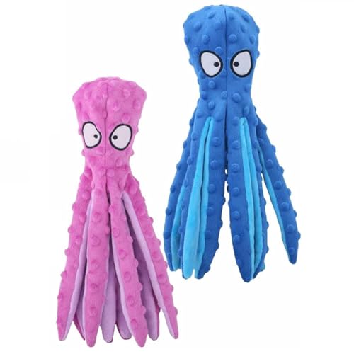 Kexpery Interaktives Spielzeug für Hunde, ohne Füllung, Kauspielzeug aus Plüsch, bissfest, Octopus Squeaky für Tiere von Kexpery