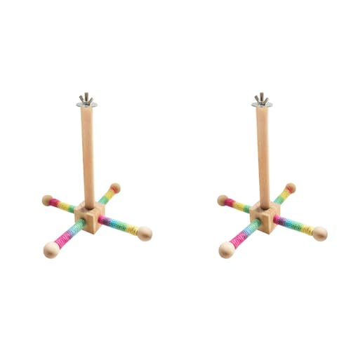Kexpery Wooden Papageienspielzeug, Windmühle, drehbar, mit Halterung aus Holz, für Vogelkäfig, Zubehör von Kexpery