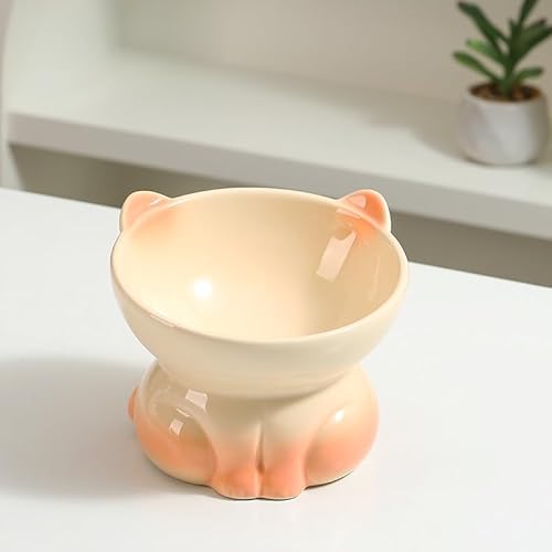 KeyChefLab Paw Feeder Hundenapf, erhöhte Keramik-Hundenäpfe für kleine & mittelgroße Hunde und Katzen - Slow Feeder Bowl, Welpenutensilien, Haustierbedarf, langlebig & leicht zu reinigen (Gelb) von KeyChefLAB