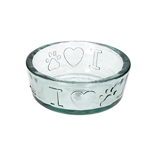 Keyhomestore - Hundeschale aus recyceltem Glas, Durchmesser 25 cm, transparent – perfekt für Futter und Wasser, Geschenkidee für Freunde, Tierliebhaber. von Keyhomestore