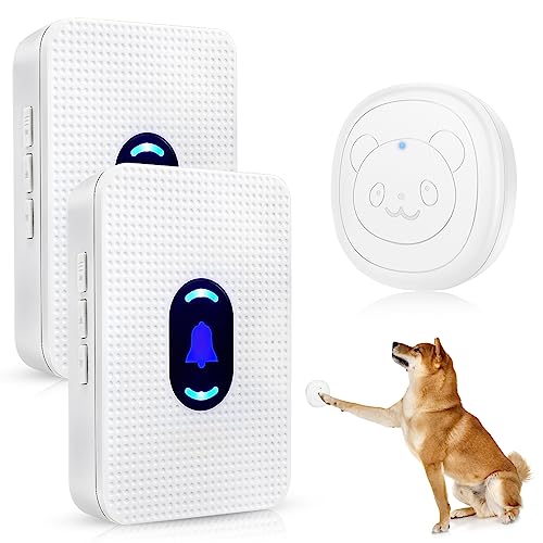 Dog Bell for Door Potty Training, Daytech Dog Door Bell Wireless Doggie Doorbells for Dog Puppy Training Sliding Door/Go Outside with IP55 Waterproof Touch Button 55 Melodies 5 Volume Levels LED Light von Keyoung