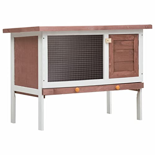 Keyroto Kaninchenstall Draußen Winterfest Hasenstall Heuraufe Kaninchen Kaninchenstall 1 Ebene Braun Holz von Keyroto