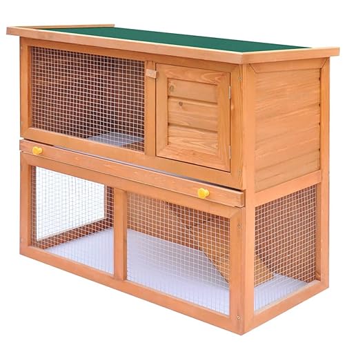 Keyroto Kaninchenstall Draußen Winterfest Kaninchengehege Hasenstall Kleintierhaus Hasenstall 1 Tür Holz von Keyroto