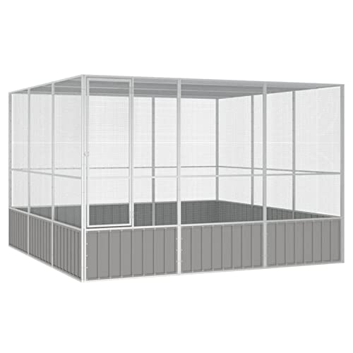 Keyroto Vogelkäfig Groß Alu Papageienkäfig Vogelvoliere XXL Vogelvoliere Abschließbare Aluminium-Grau-302.5 x 324.5 x 211.5 cm von Keyroto