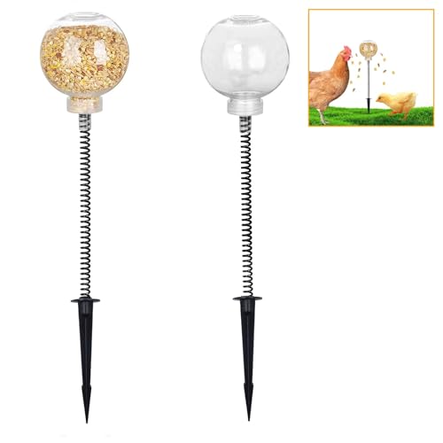 2 Sets Futterspender Hühner Futterautomat Hühnerspielzeug mit Frühling Chicken Slow Feeder Langeweile vertreibt Bleiben Sie gut gelaunt für Hühner Geflügel 30cm von Keysun