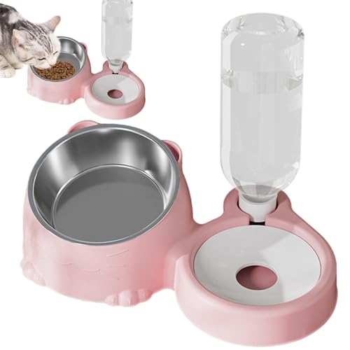 Katze Futternapf Und Wassernapf Set, Geneigtes Katzenfutter Und Wassernapf Set, Futternapf Katze Erhöht Mit Wasserspender Und Edelstahlnapf Für Haustiere, Hunde, Welpen Katze Futternapf Und Wassernapf Set, Geneigtes Katzenfutter Und Wassernapf Set, Futternapf Katze Erhöht Mit Wasserspender Und Edelstahlnapf Für Haustiere, Hunde, Welpen von Keyubria