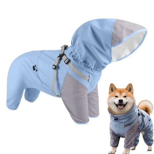 Keyubria Hunderegenjacke Wasserdicht | Mit Kapuze & Leichter Poncho-Design - wasserdichte Reflektierende Kapuzenkleidung Für Hunde Und Welpen In Größen M Bis XL Bei Regenwetter Für Spaziergänge Und von Keyubria