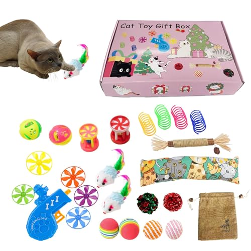 Keyubria Katzenspielzeug Set,Spielzeugpaket Für Kätzchen - Unterhaltungsspiel Zur Zahnpflege Stressreduktion Kratzbedürfnis Bewegung Drinnen von Keyubria