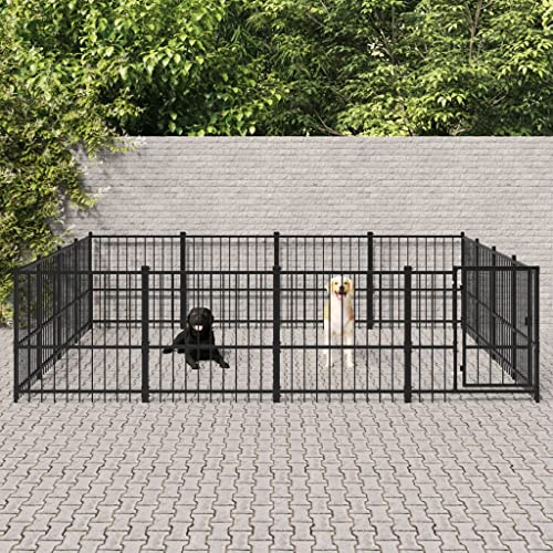 Hundehütte für den Außenbereich, Laufstall für Hunde, Welpen, Hundehütte für den Außenbereich, Stahl, 15,05 m² von Keyur